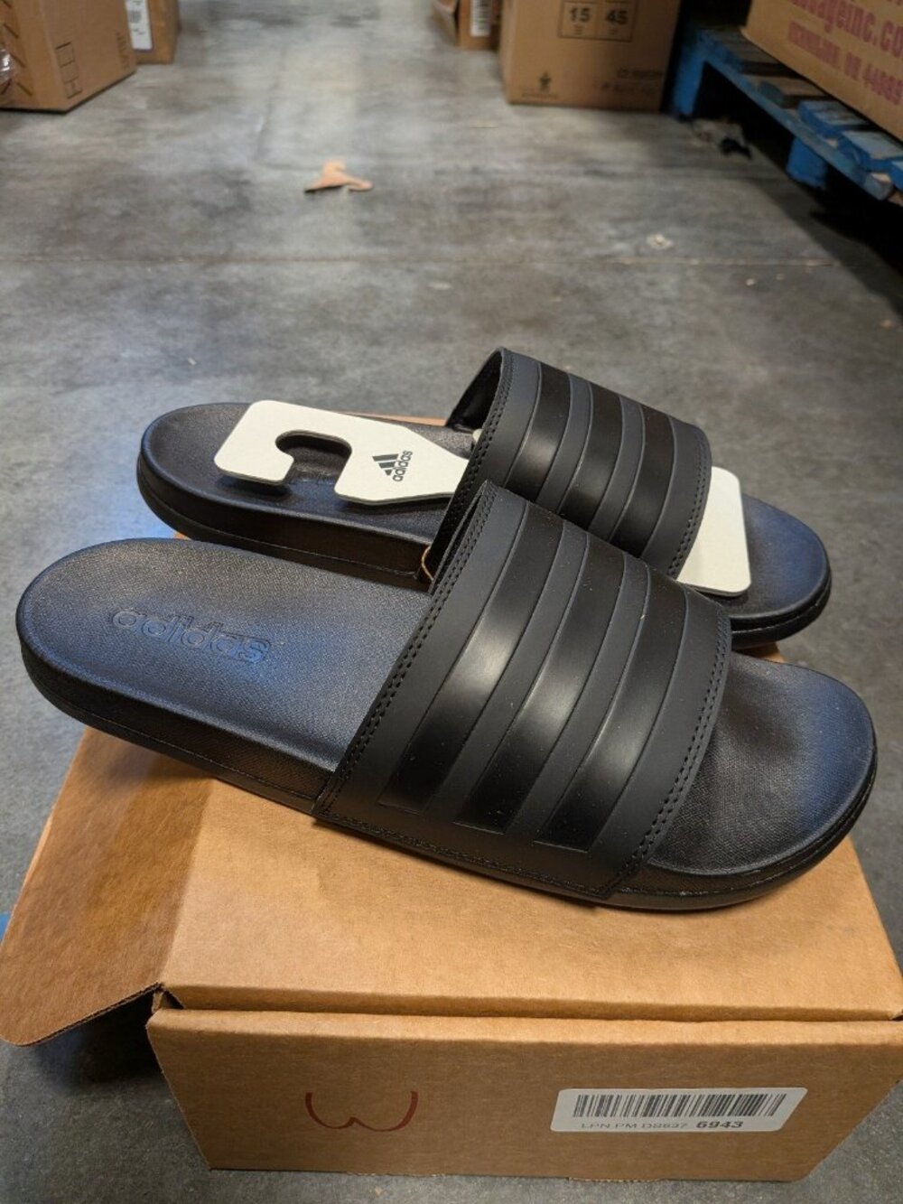 Adidas Adilette Aqua Core Black Slide Sandals Size Men 11 Women 12 New with Box